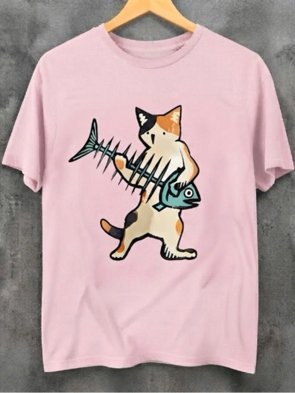Pink Funny Cat Guitar Graphic Shirt Gildan Tee Top